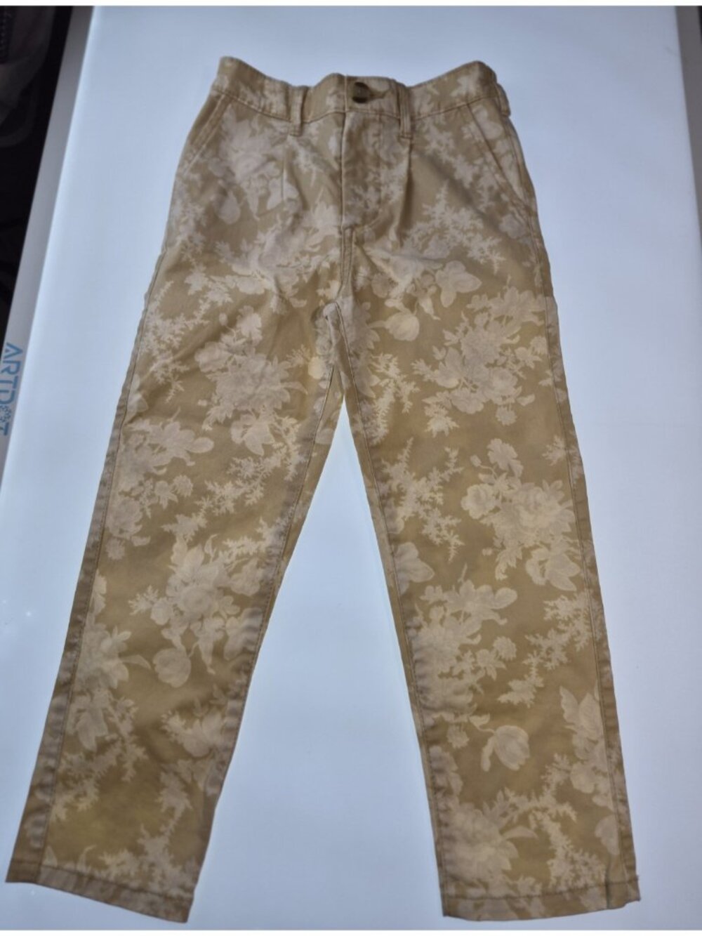 Gap x LoveShackFancy Girls 5T Floral Pleated Chino Pants Khaki Tan Toddler NWOT